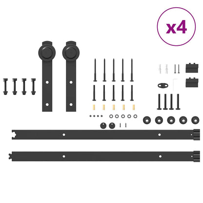 Schiebetürbeschlag-Set 305 cm Stahl Schwarz