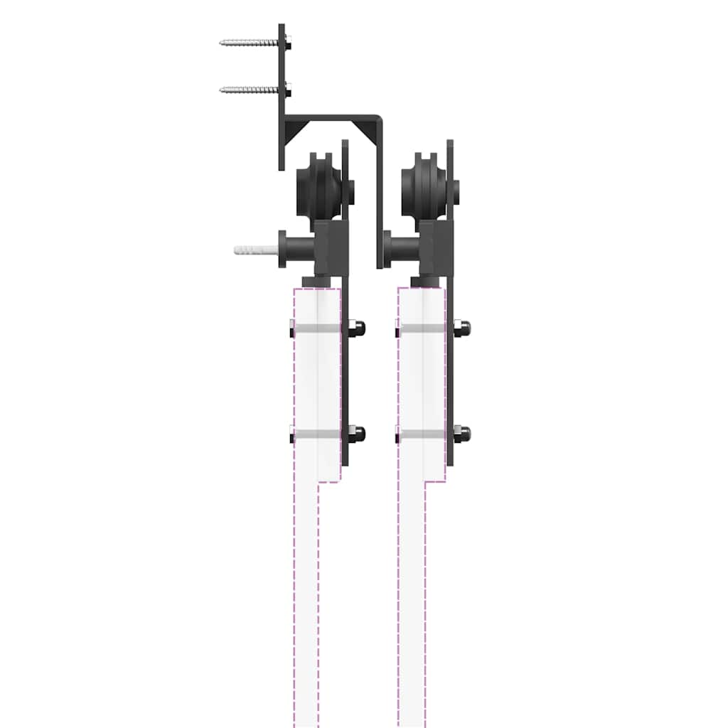 Schiebetürbeschlag-Set 305 cm Stahl Schwarz