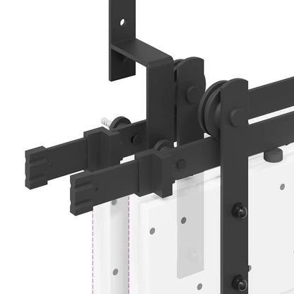 Schiebetürbeschlag-Set 305 cm Stahl Schwarz