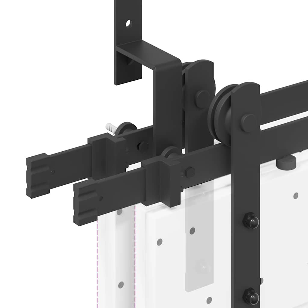 Schiebetürbeschlag-Set 305 cm Stahl Schwarz