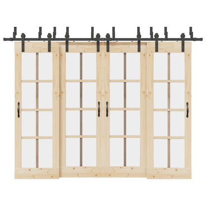 Schiebetürbeschlag-Set 305 cm Stahl Schwarz