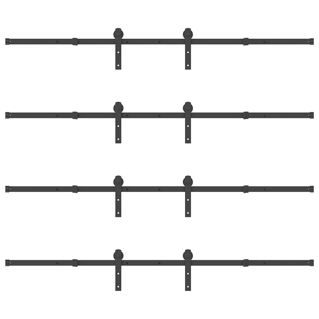 Schiebetürbeschlag-Set 427 cm Stahl Schwarz