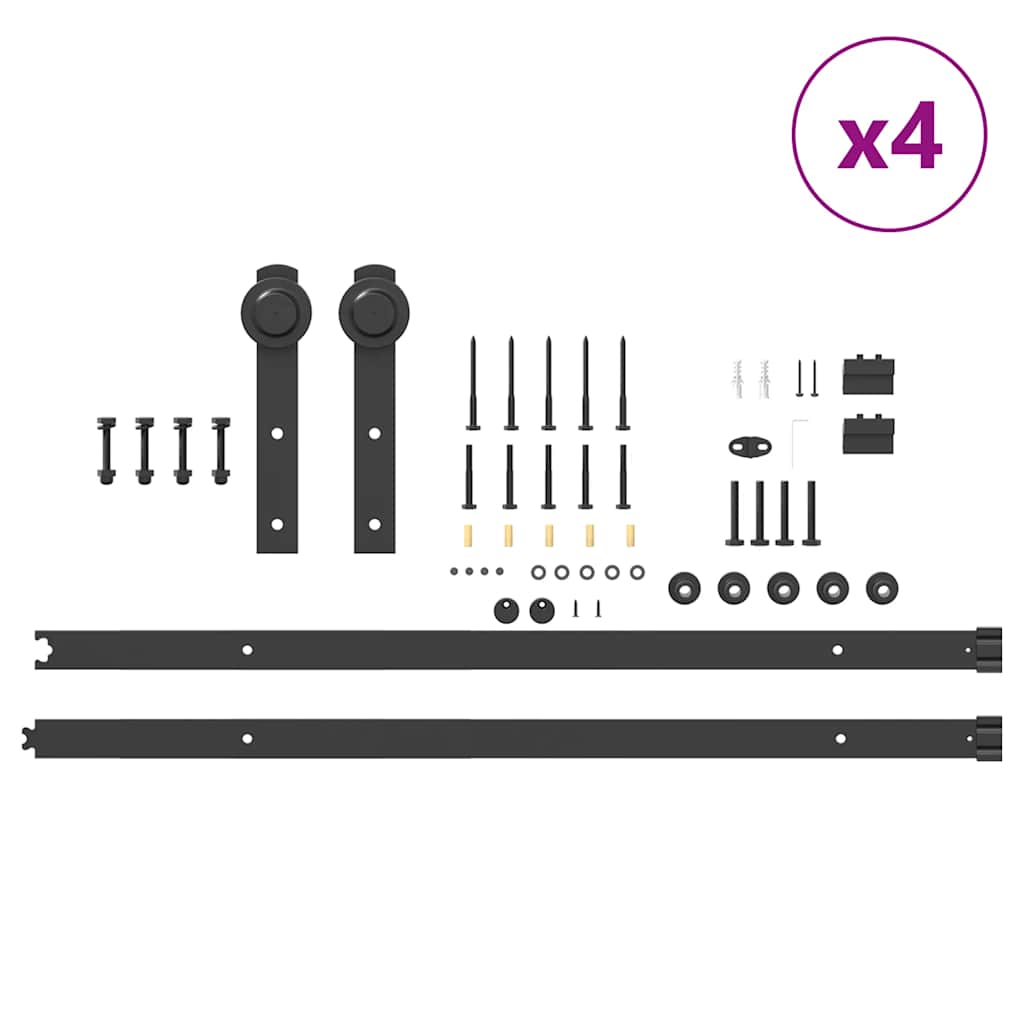 Schiebetürbeschlag-Set 427 cm Stahl Schwarz