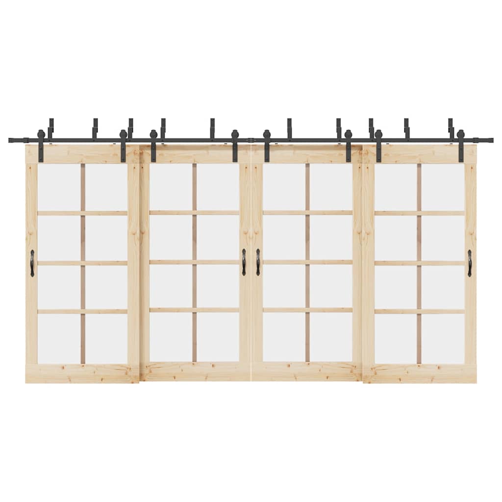 Schiebetürbeschlag-Set 427 cm Stahl Schwarz