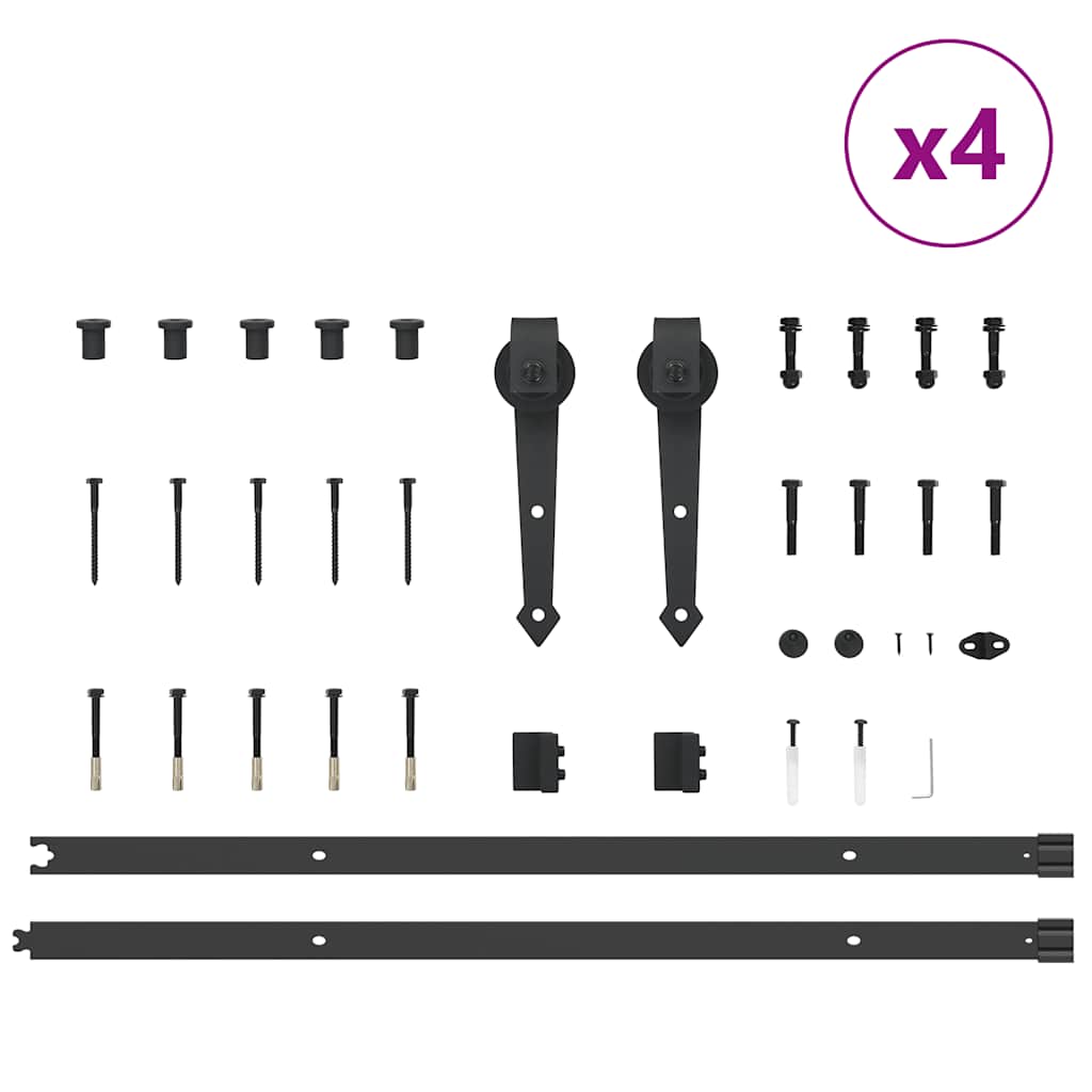 Schiebetürbeschlag-Set 427 cm Stahl Schwarz