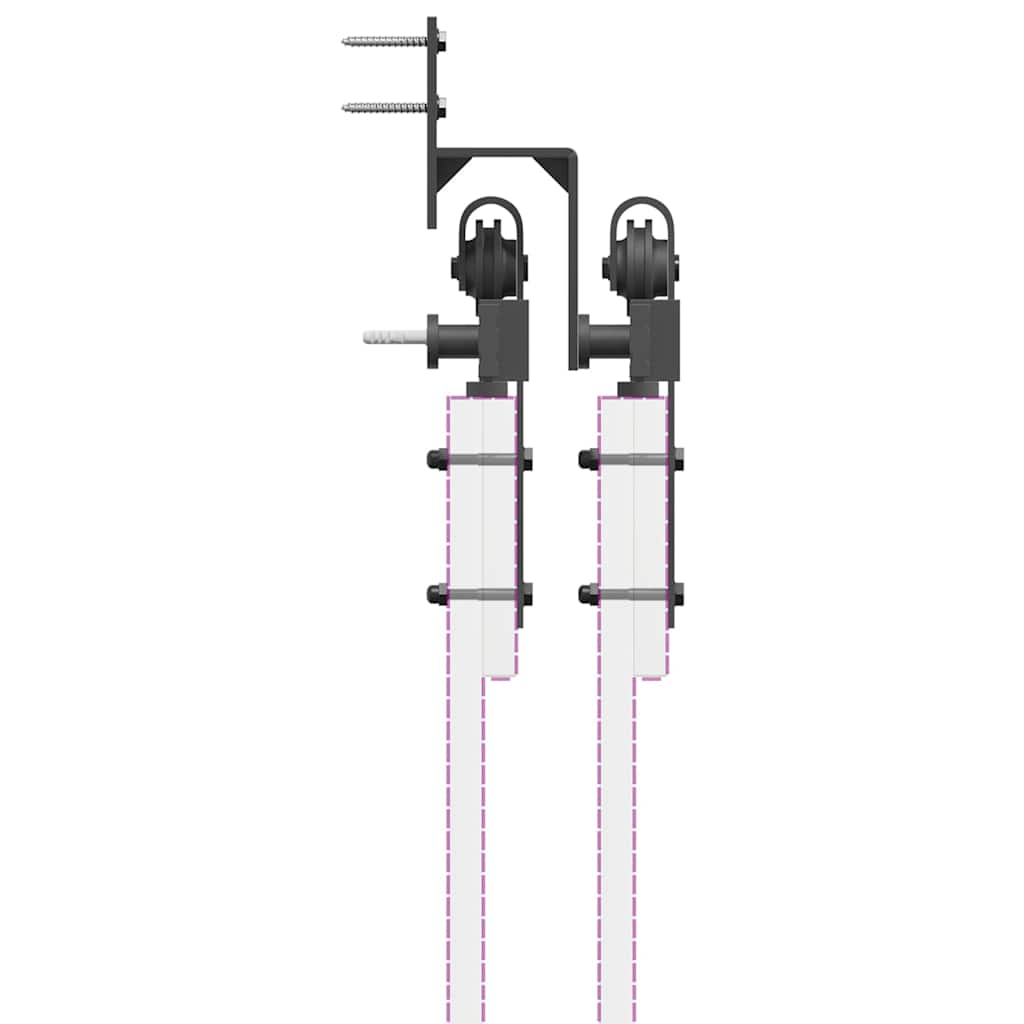 Schiebetürbeschlag-Set 427 cm Stahl Schwarz