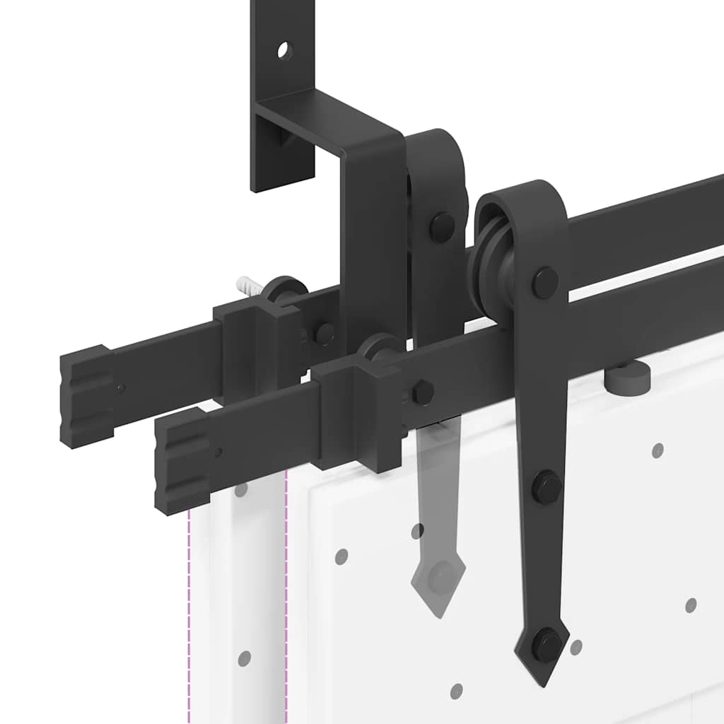 Schiebetürbeschlag-Set 427 cm Stahl Schwarz