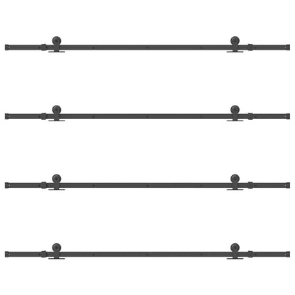 Schiebetürbeschlag-Set 427 cm Stahl Schwarz