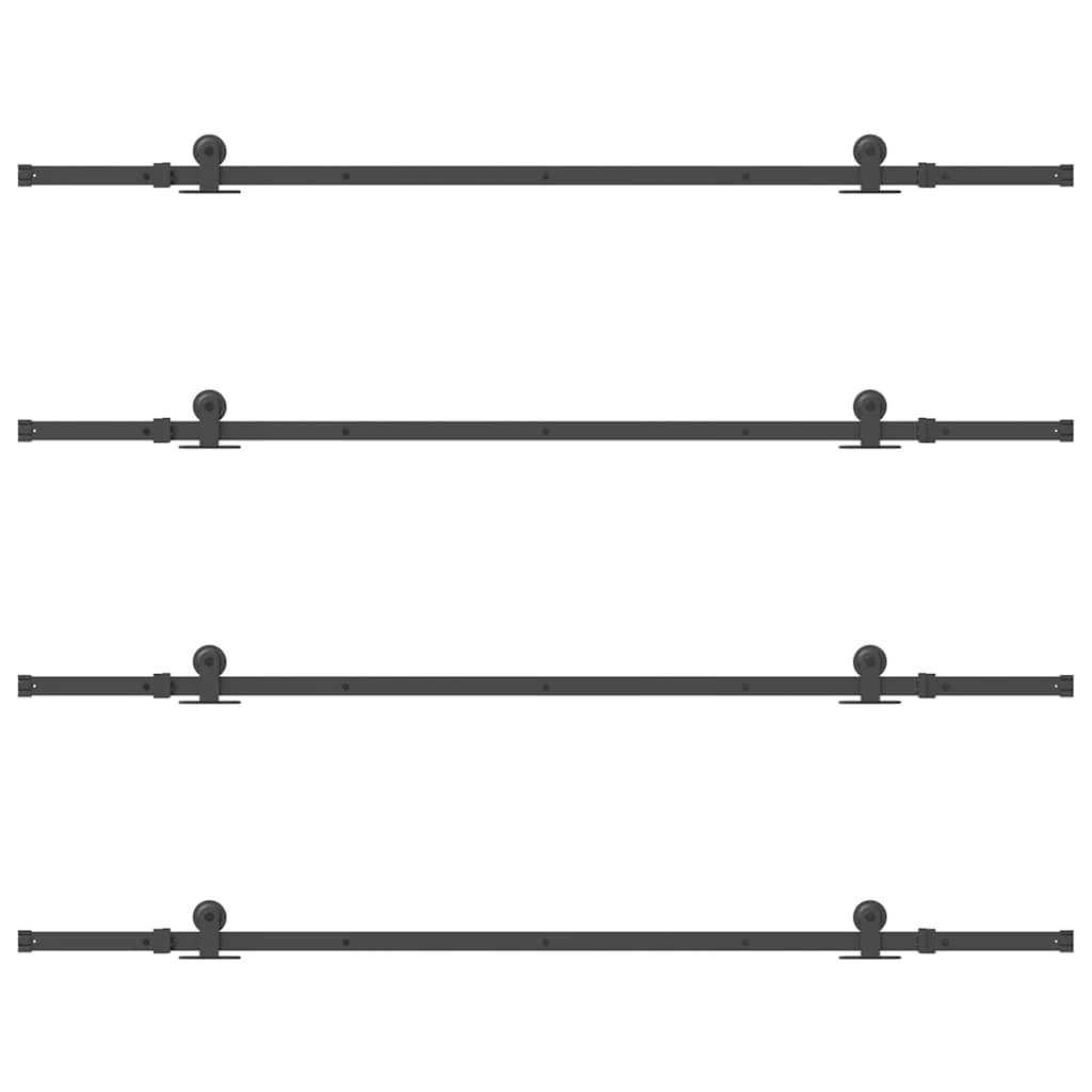 Schiebetürbeschlag-Set 427 cm Stahl Schwarz