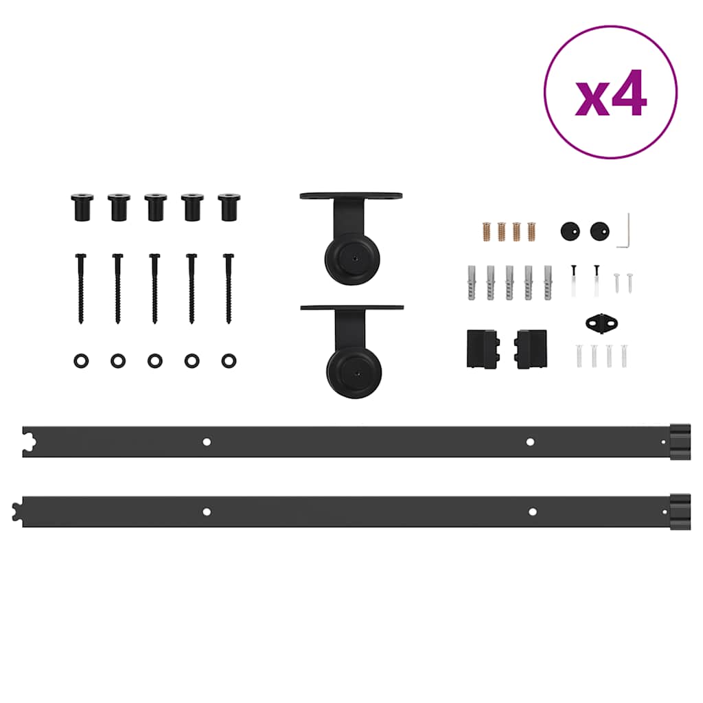 Schiebetürbeschlag-Set 427 cm Stahl Schwarz