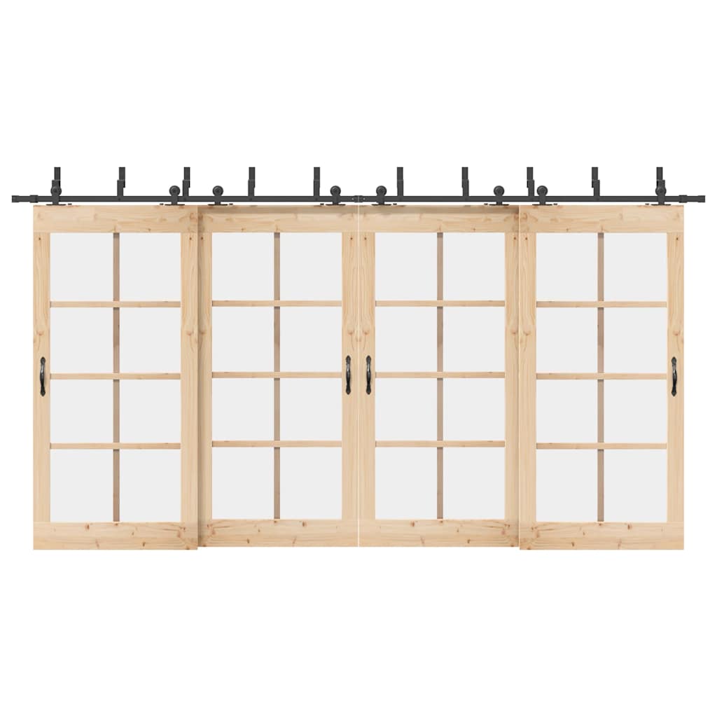 Schiebetürbeschlag-Set 427 cm Stahl Schwarz