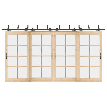 Schiebetürbeschlag-Set 427 cm Stahl Schwarz