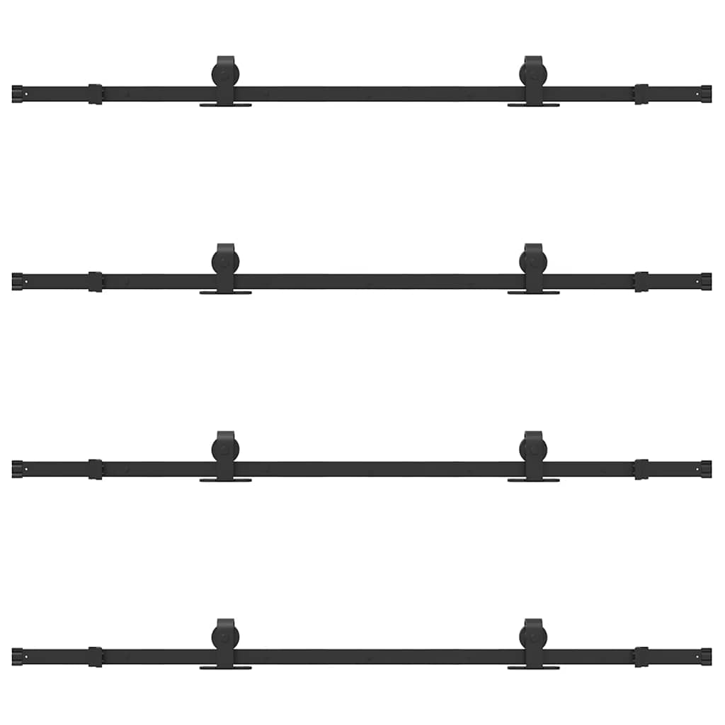 Schiebetürbeschlag-Set 366 cm Stahl Schwarz