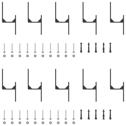 Schiebetürbeschlag-Set 366 cm Stahl Schwarz