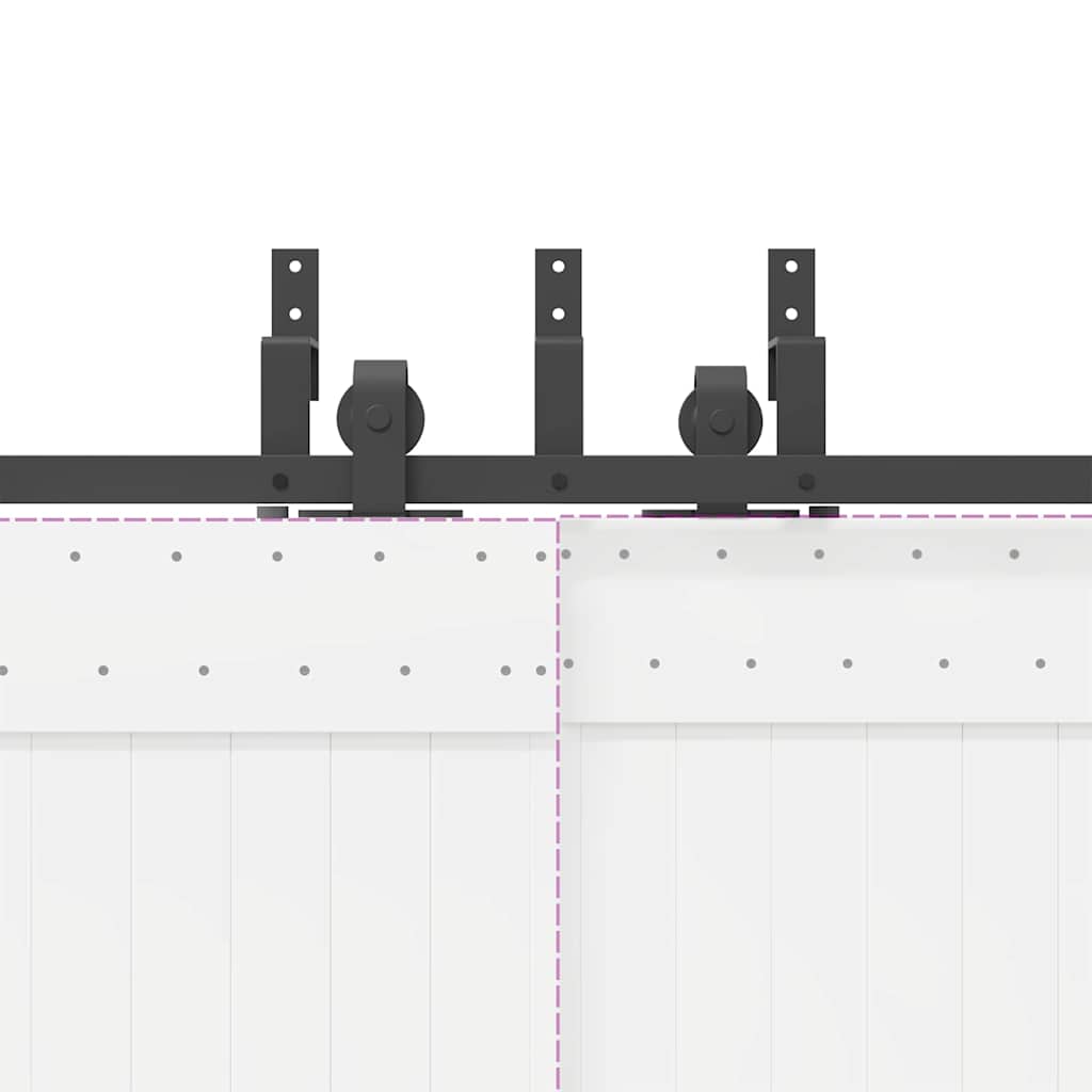 Schiebetürbeschlag-Set 366 cm Stahl Schwarz