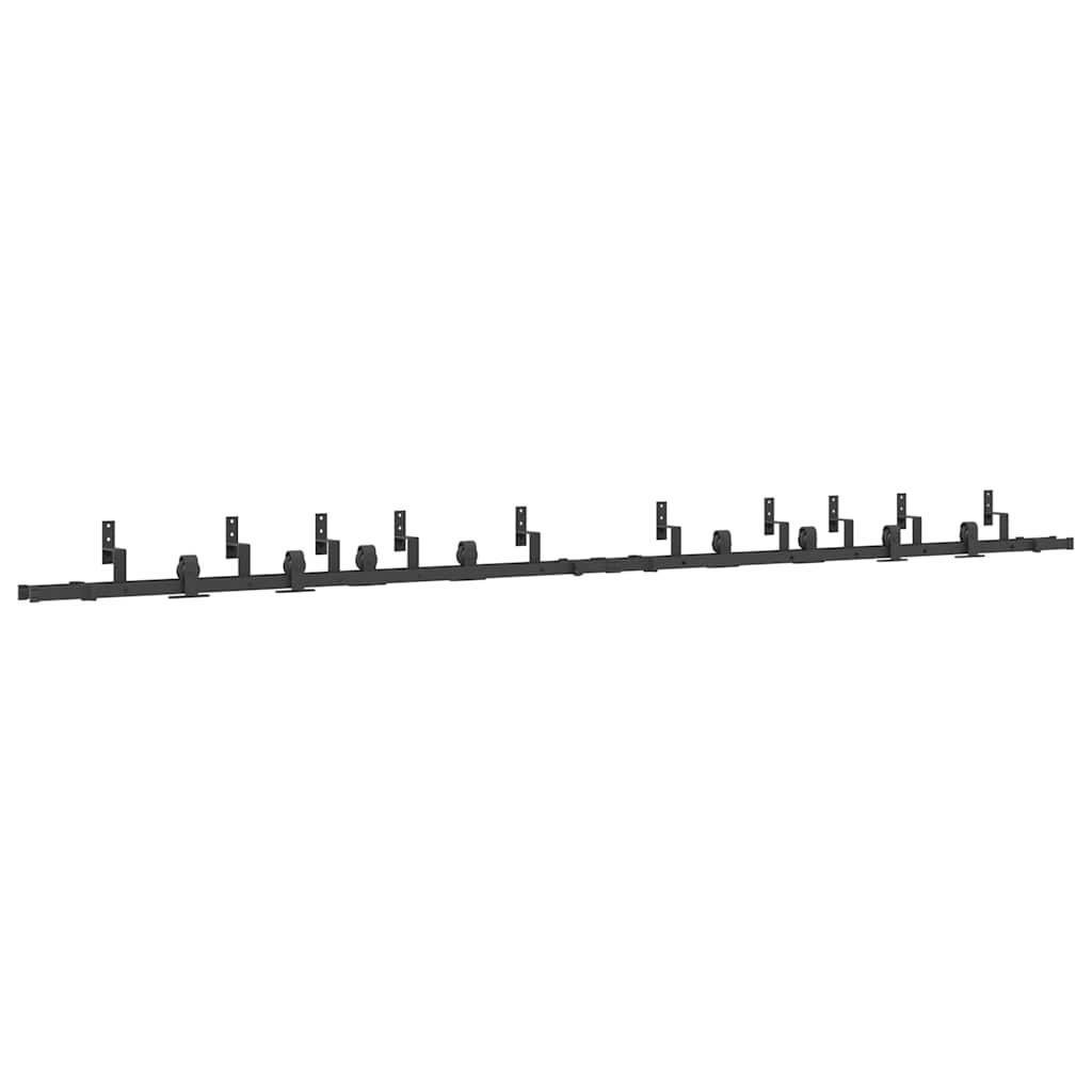 Schiebetürbeschlag-Set 400 cm Stahl Schwarz