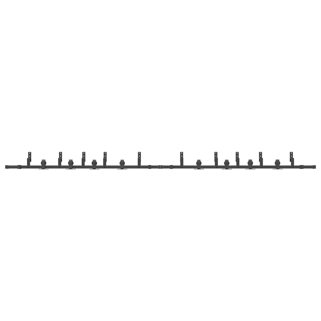 Schiebetürbeschlag-Set 400 cm Stahl Schwarz