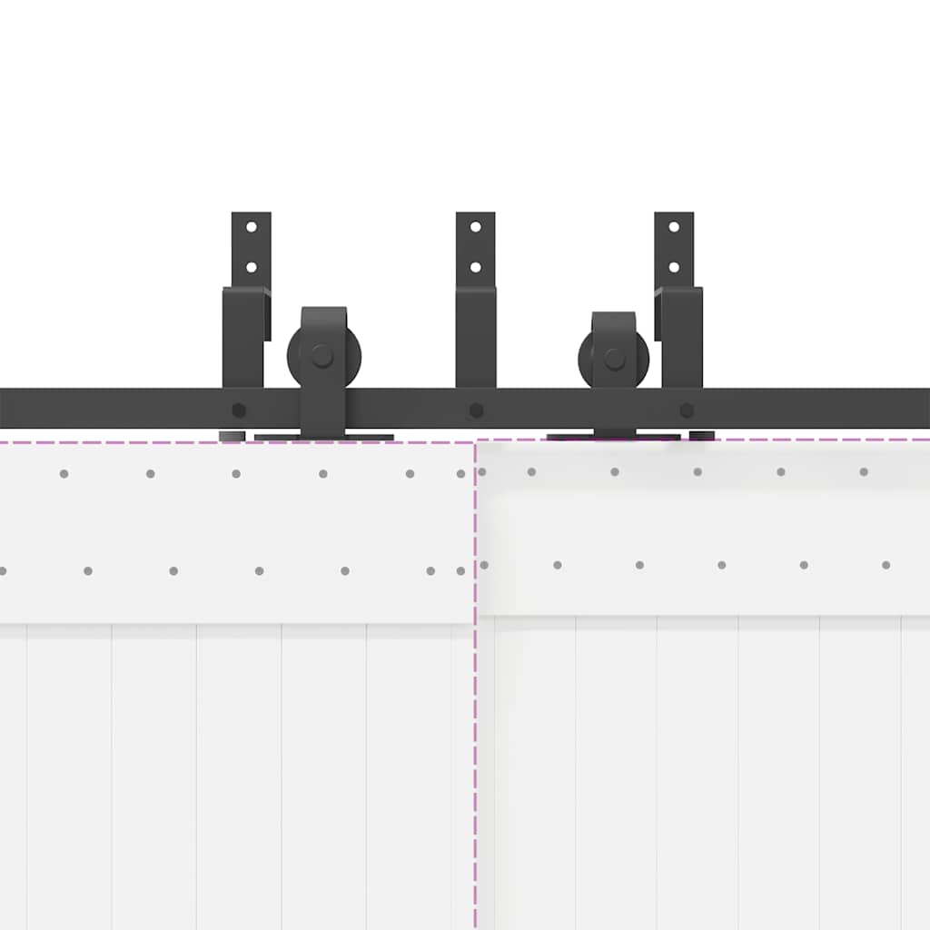 Schiebetürbeschlag-Set 400 cm Stahl Schwarz
