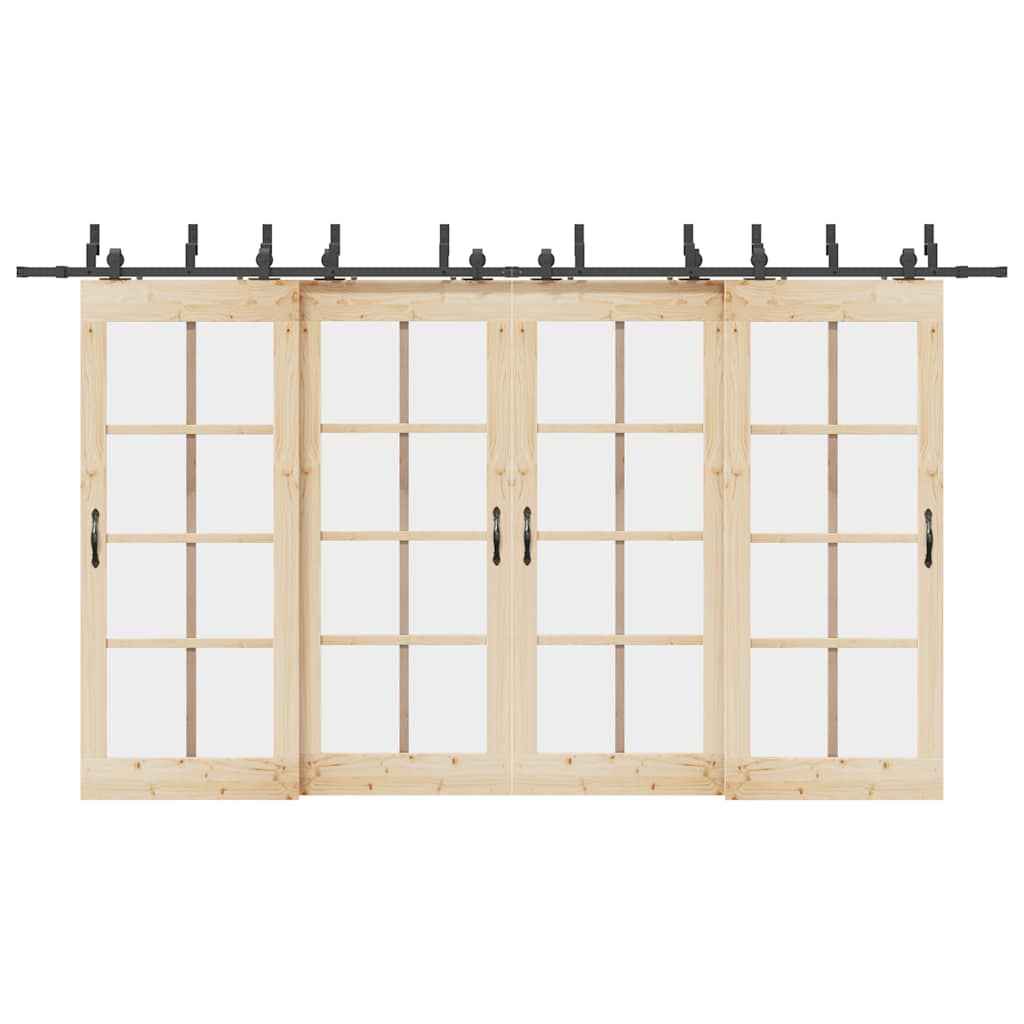 Schiebetürbeschlag-Set 400 cm Stahl Schwarz