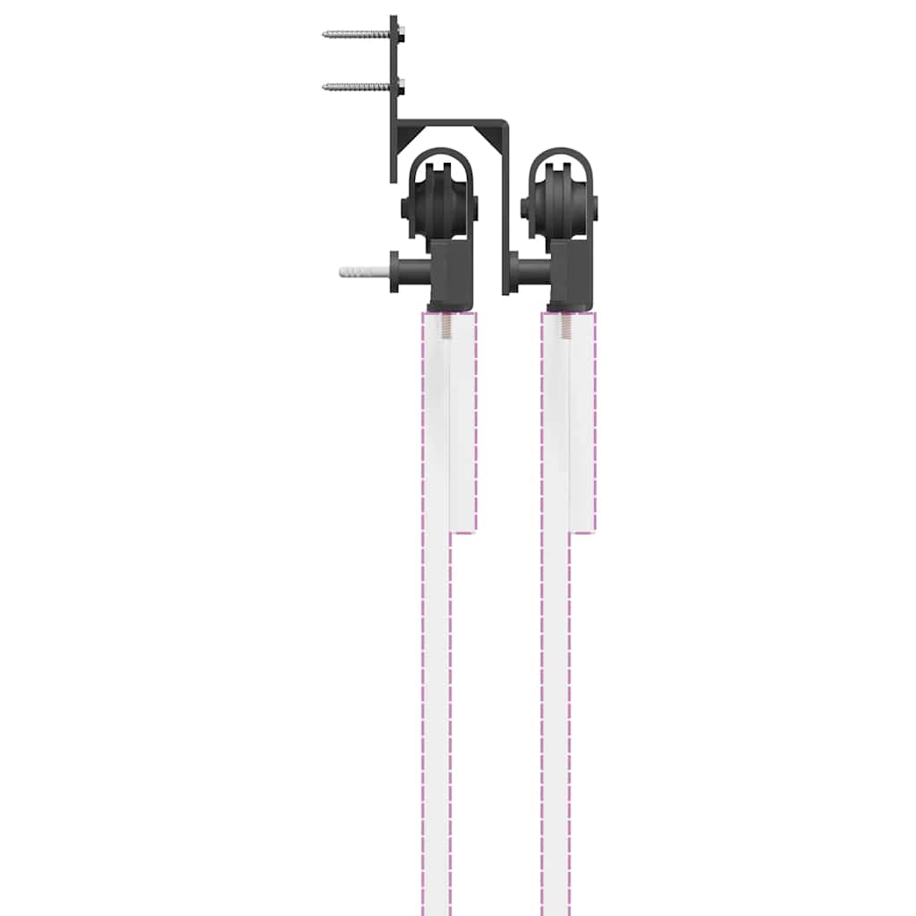 Schiebetürbeschlag-Set 305 cm Stahl Schwarz