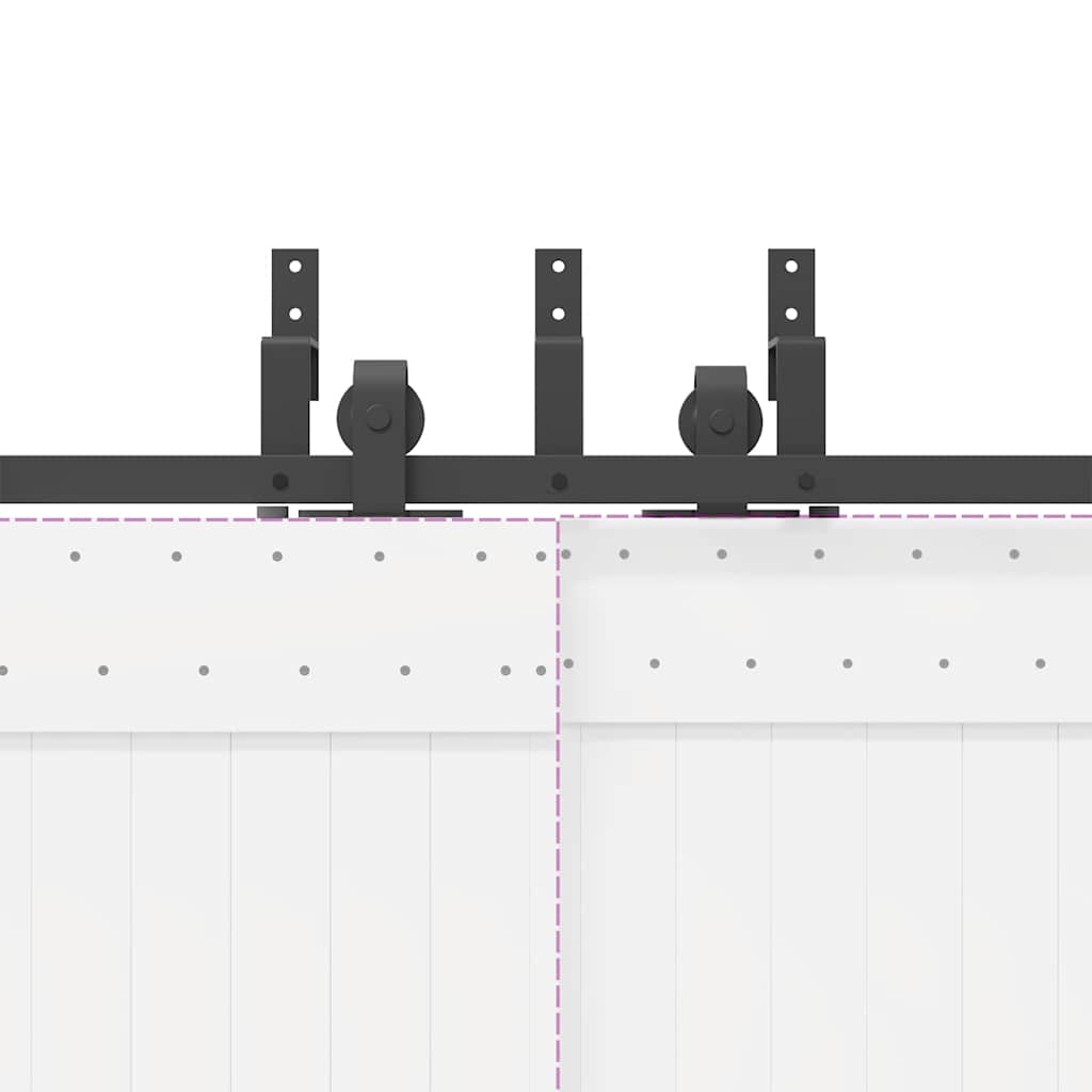 Schiebetürbeschlag-Set 305 cm Stahl Schwarz