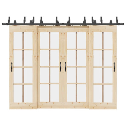 Schiebetürbeschlag-Set 305 cm Stahl Schwarz