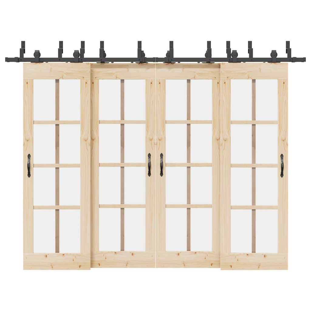 Schiebetürbeschlag-Set 305 cm Stahl Schwarz