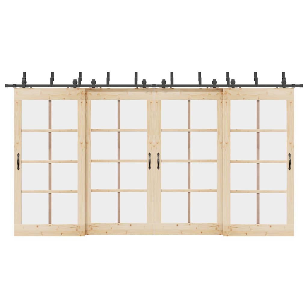 Schiebetürbeschlag-Set 427 cm Stahl Schwarz