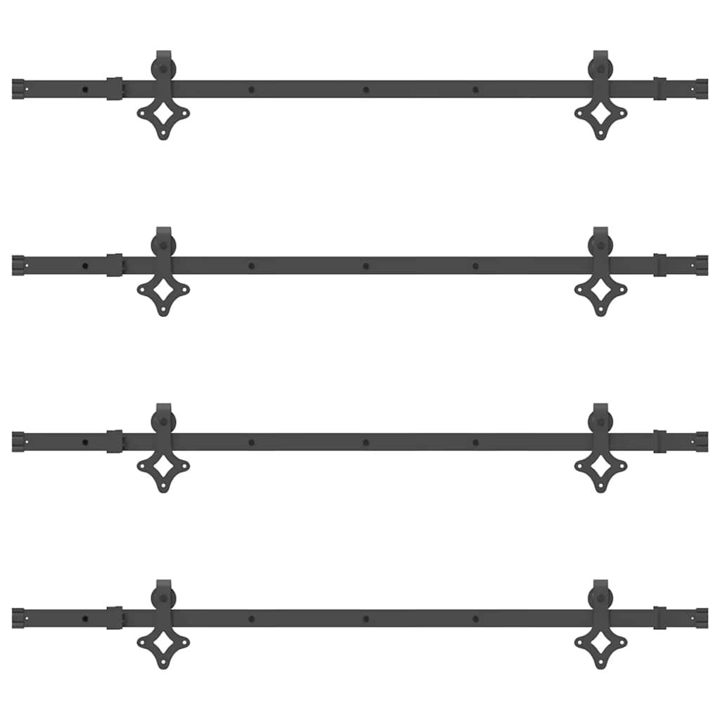 Schiebetürbeschlag-Set 305 cm Stahl Schwarz
