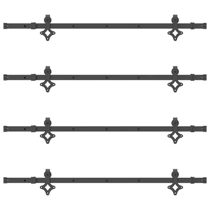 Schiebetürbeschlag-Set 305 cm Stahl Schwarz