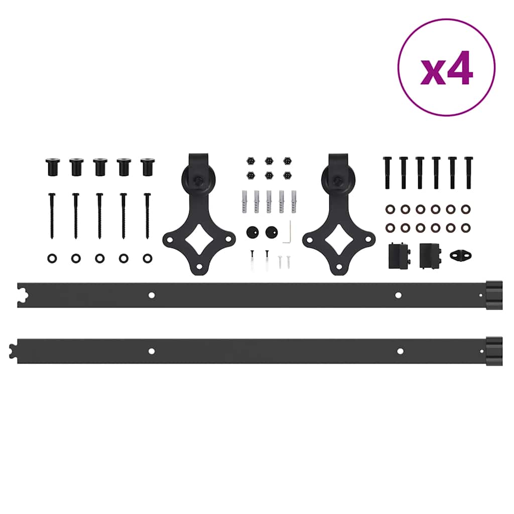 Schiebetürbeschlag-Set 305 cm Stahl Schwarz