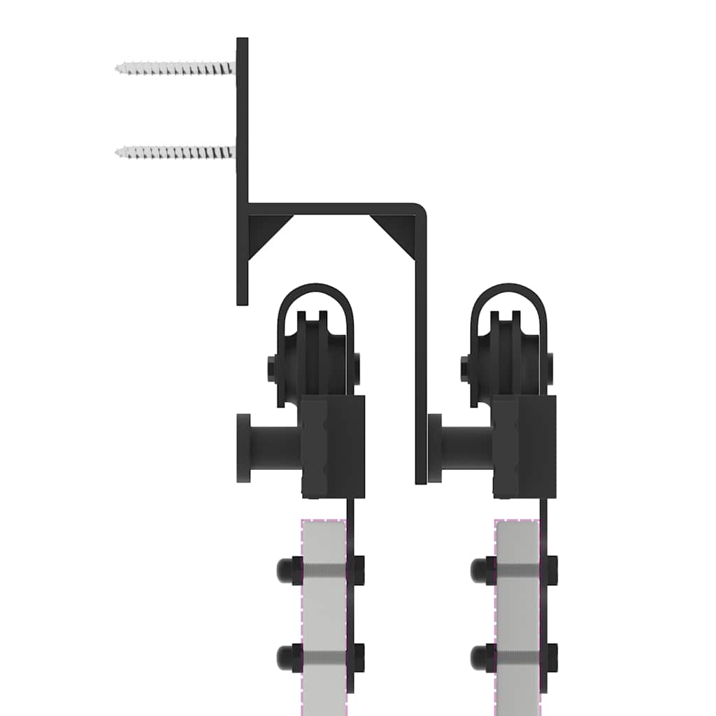 Schiebetürbeschlag-Set 305 cm Stahl Schwarz