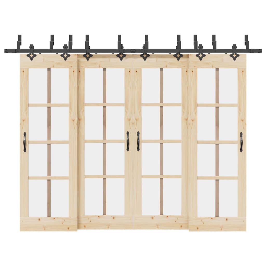Schiebetürbeschlag-Set 305 cm Stahl Schwarz