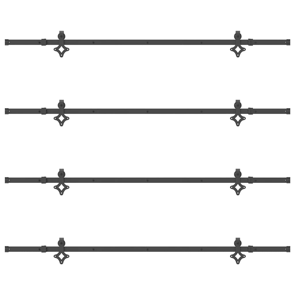 Schiebetürbeschlag-Set 427 cm Stahl Schwarz