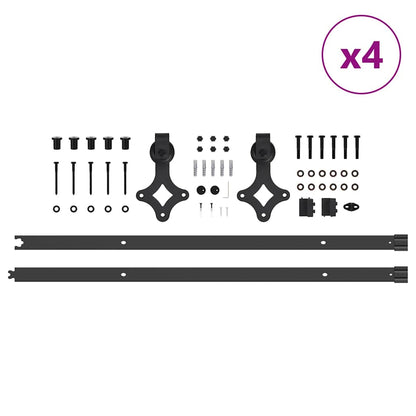 Schiebetürbeschlag-Set 427 cm Stahl Schwarz