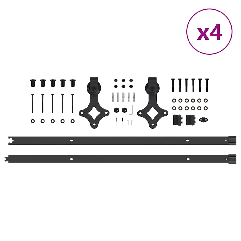 Schiebetürbeschlag-Set 427 cm Stahl Schwarz