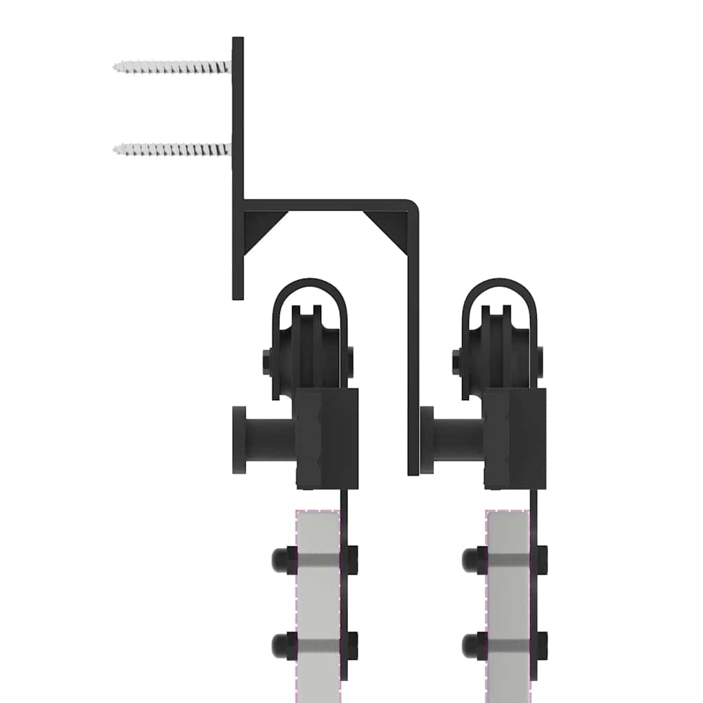 Schiebetürbeschlag-Set 427 cm Stahl Schwarz