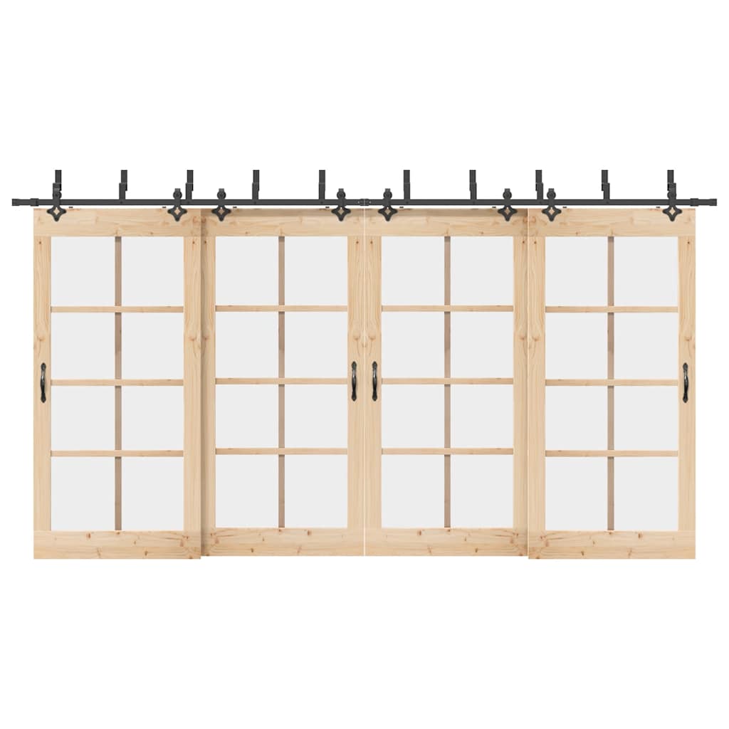 Schiebetürbeschlag-Set 427 cm Stahl Schwarz