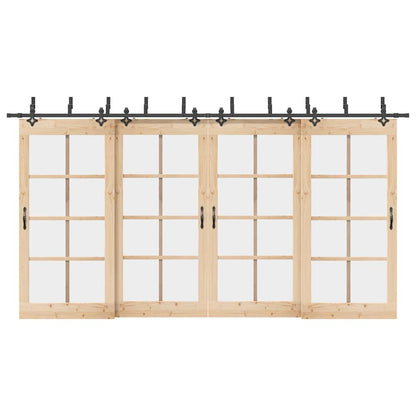 Schiebetürbeschlag-Set 427 cm Stahl Schwarz