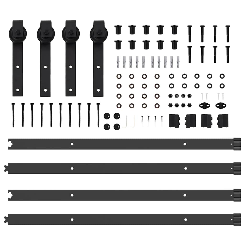 Schiebetürbeschlag-Set 427 cm Stahl Schwarz