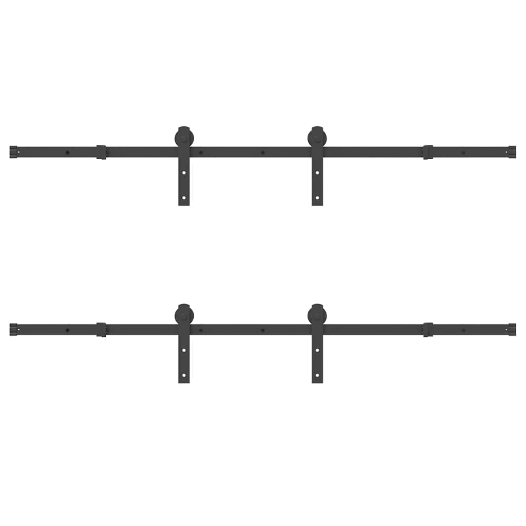 Schiebetürbeschlag-Set 366 cm Stahl Schwarz