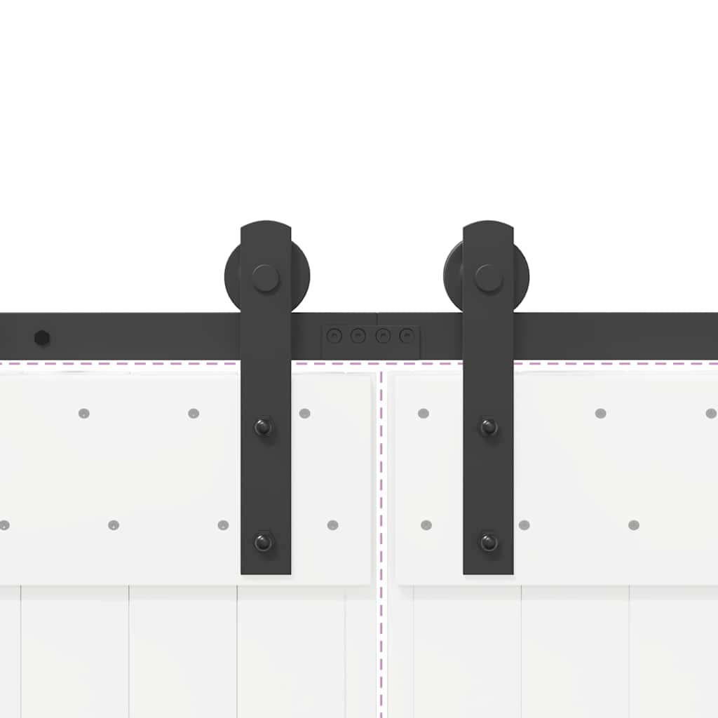 Schiebetürbeschlag-Set 366 cm Stahl Schwarz