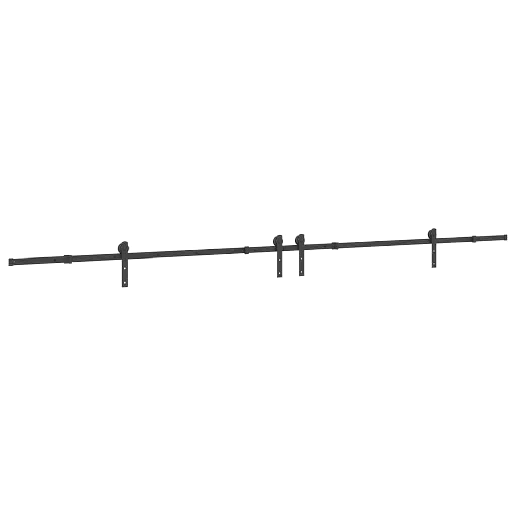 Schiebetürbeschlag-Set 400 cm Stahl Schwarz