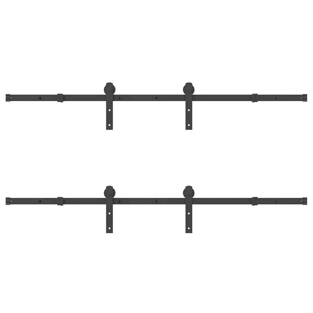 Schiebetürbeschlag-Set 400 cm Stahl Schwarz