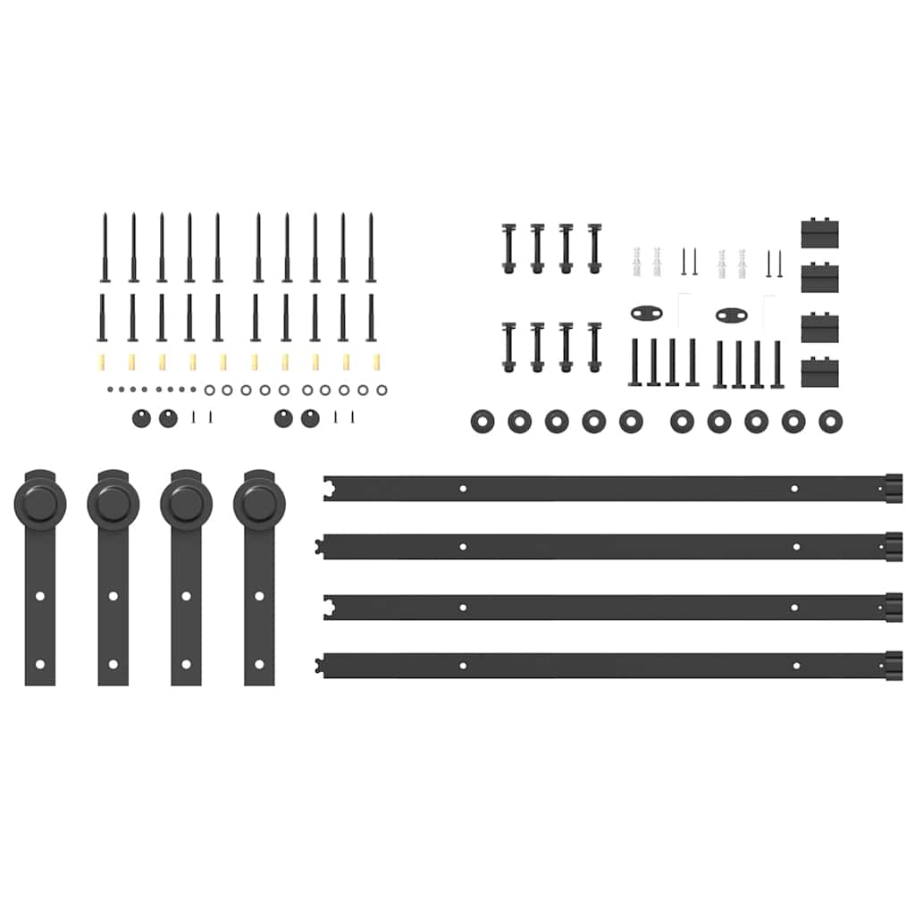 Schiebetürbeschlag-Set 400 cm Stahl Schwarz