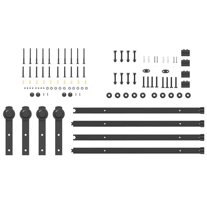 Schiebetürbeschlag-Set 400 cm Stahl Schwarz