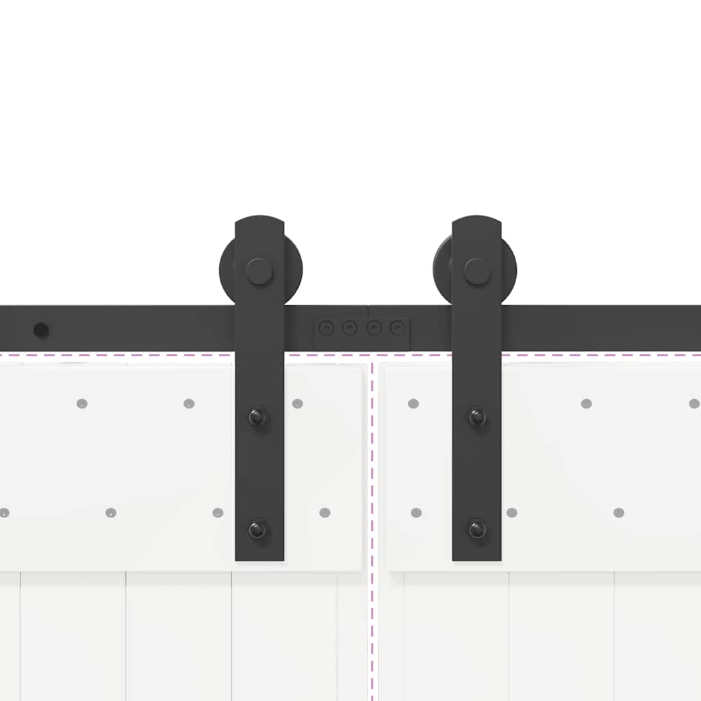 Schiebetürbeschlag-Set 400 cm Stahl Schwarz