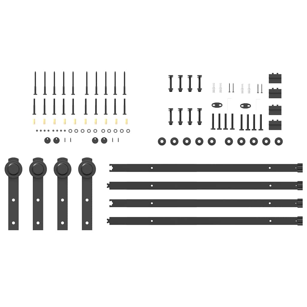 Schiebetürbeschlag-Set 427 cm Stahl Schwarz