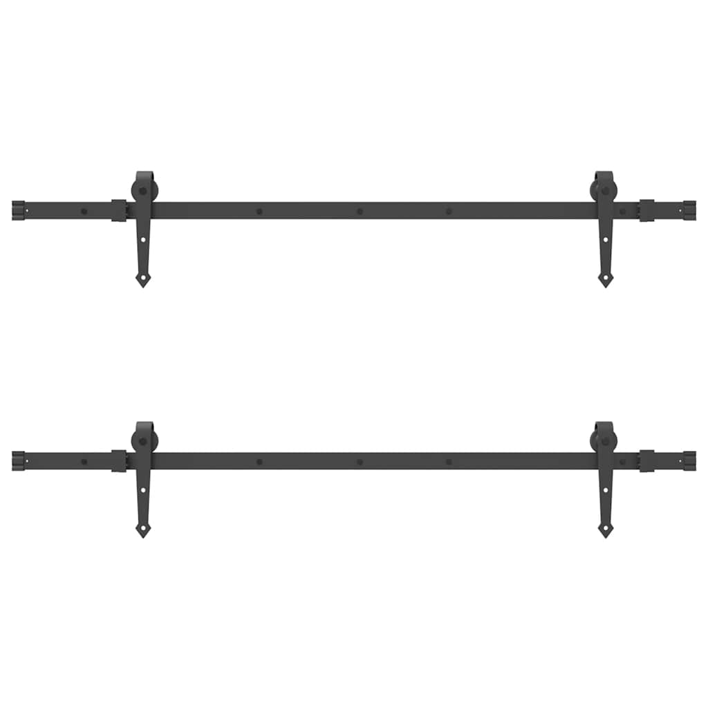 Schiebetürbeschlag-Set 305 cm Stahl Schwarz