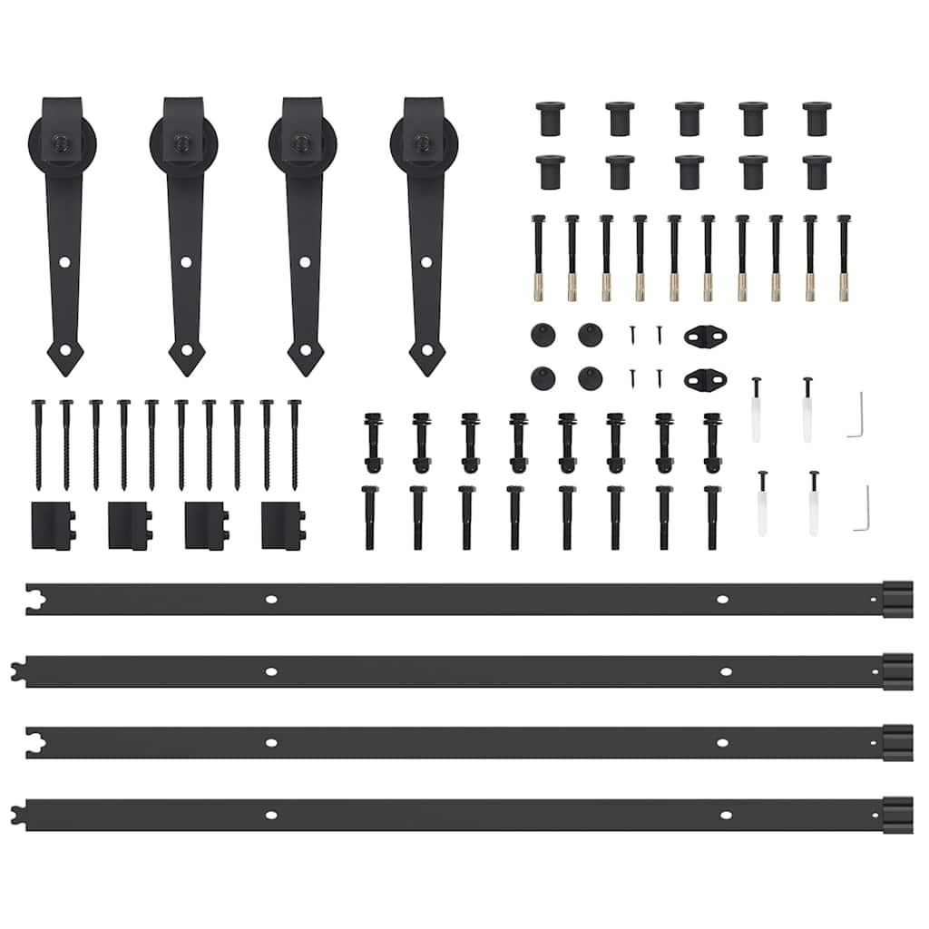 Schiebetürbeschlag-Set 427 cm Stahl Schwarz